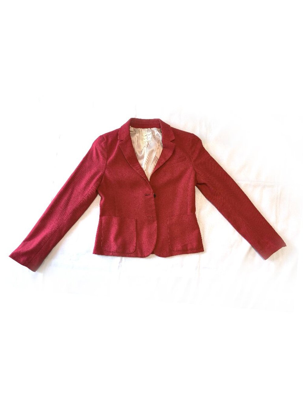 GAP The Academy Blazer Red Wool Blend Workwear Jacket Elbow Patches Size 2